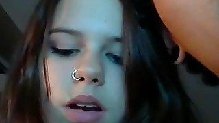 Girlfriend is giving a sloppy blowjob